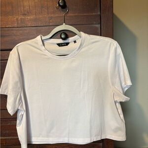 Cuts Almost Friday Tee Cropped - Size L - White NWOT